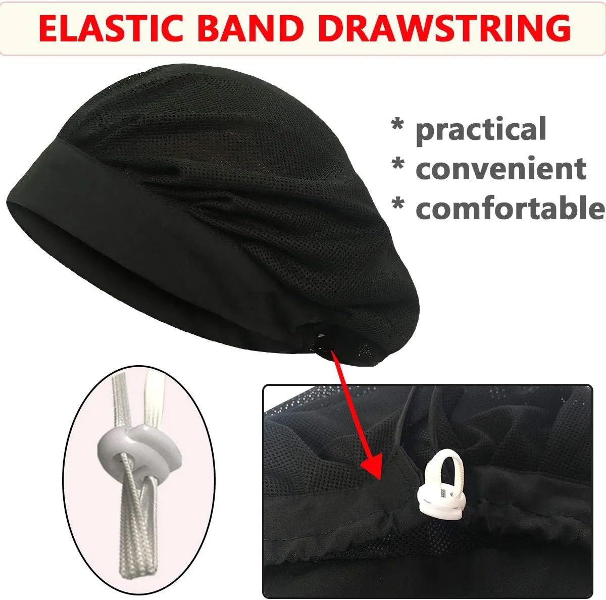 4 or 8 Pack Chef Hat Kitchen Cooking Chef Cap Adjustable Food Service Hair Nets Reusable Washable Mesh Bouffant Beanie