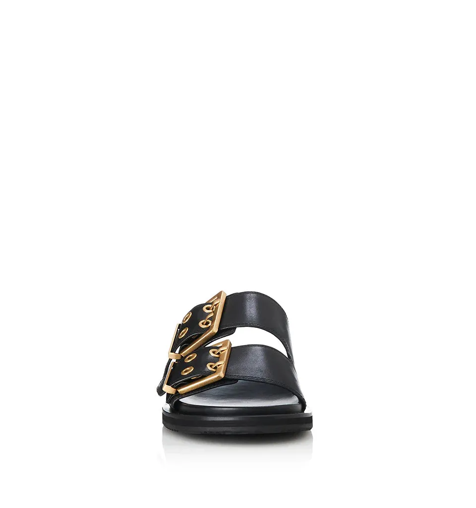 ALIAS MAE Womens Patterson Leather Sandals - Black Leather