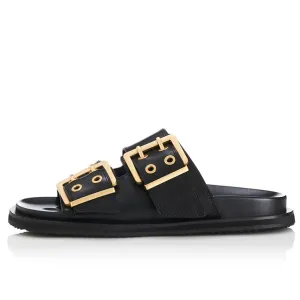 ALIAS MAE Womens Patterson Leather Sandals - Black Leather