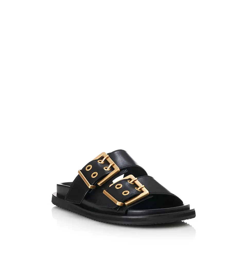 ALIAS MAE Womens Patterson Leather Sandals - Black Leather