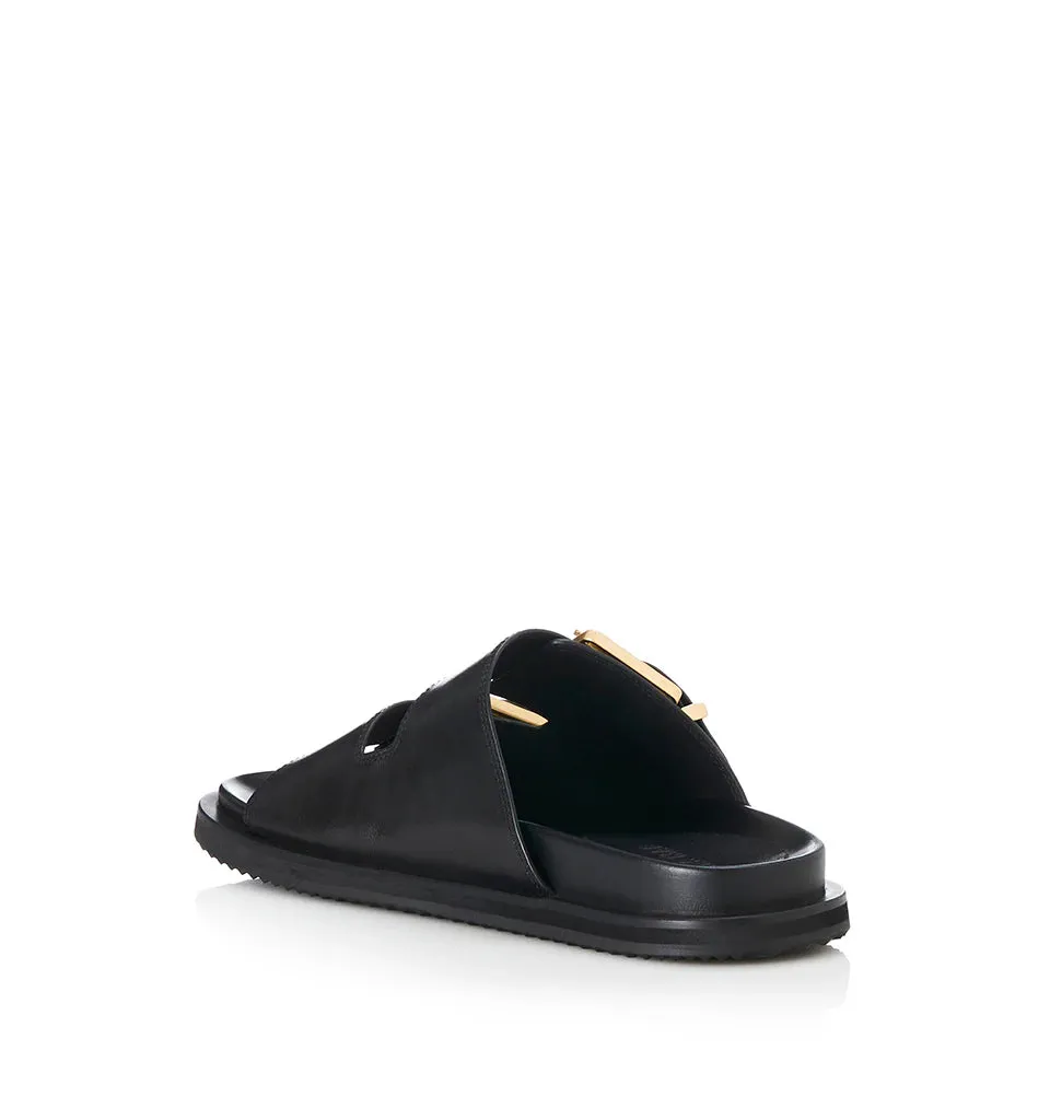 ALIAS MAE Womens Patterson Leather Sandals - Black Leather