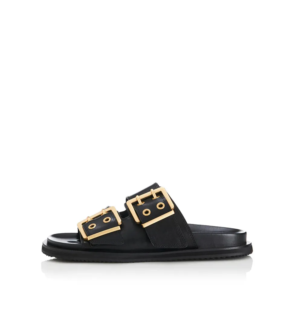 ALIAS MAE Womens Patterson Leather Sandals - Black Leather