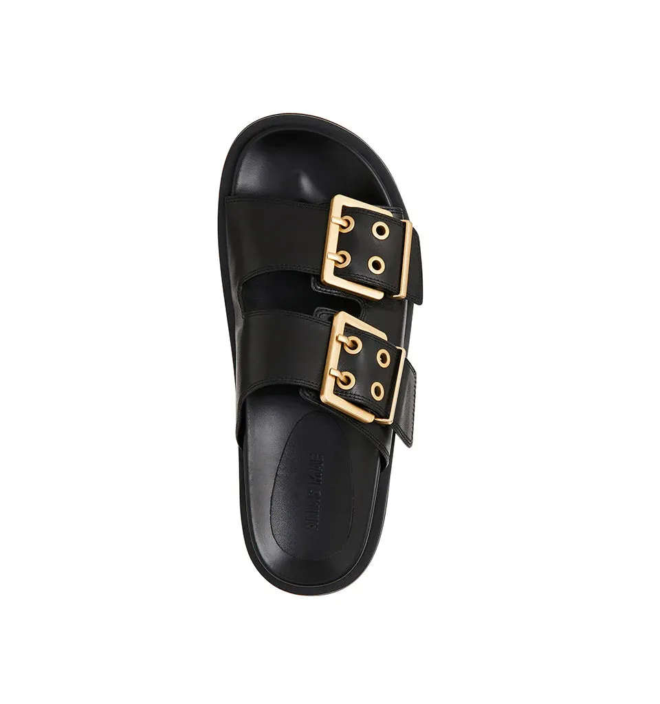 ALIAS MAE Womens Patterson Leather Sandals - Black Leather