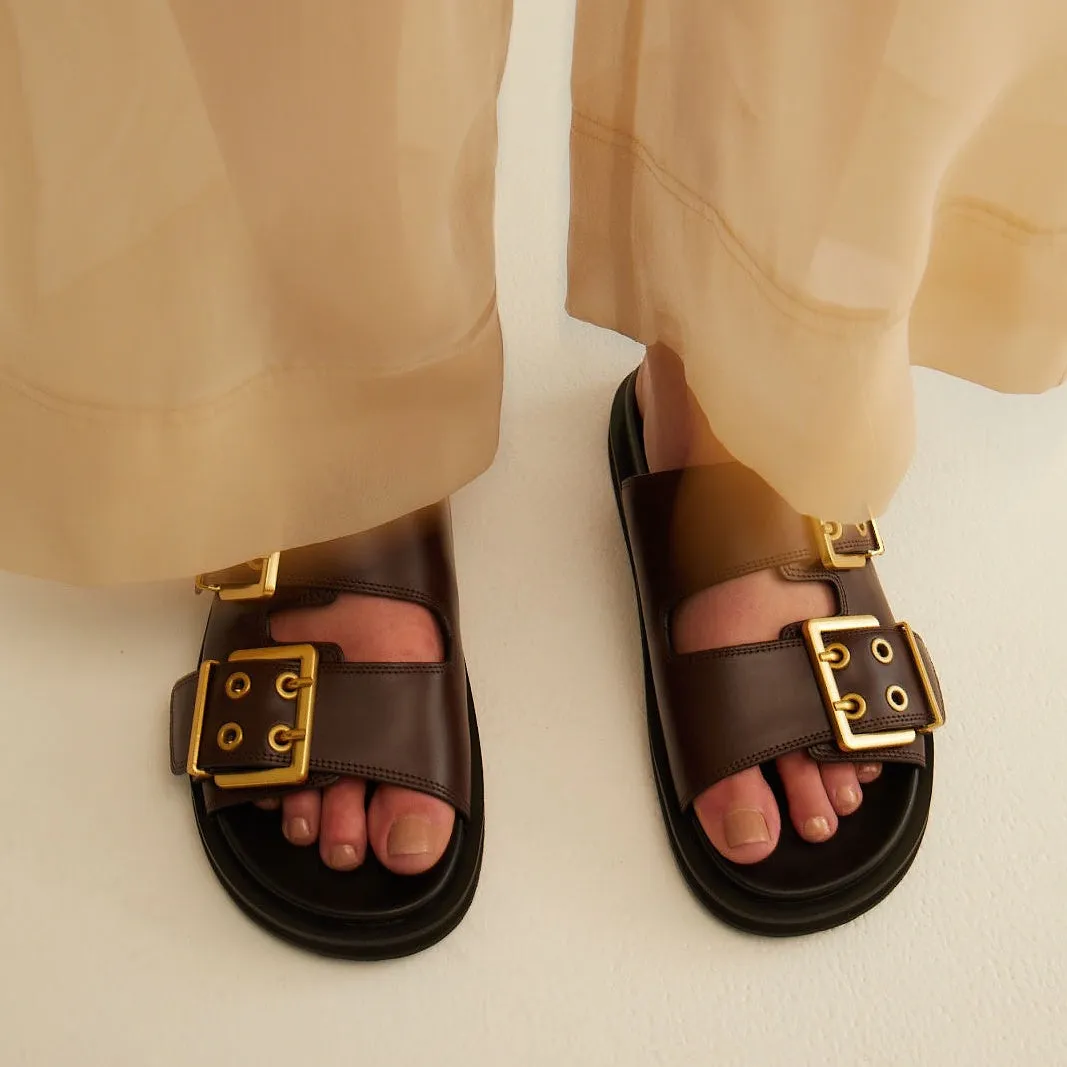ALIAS MAE Womens Patterson Leather Sandals - Chocolate