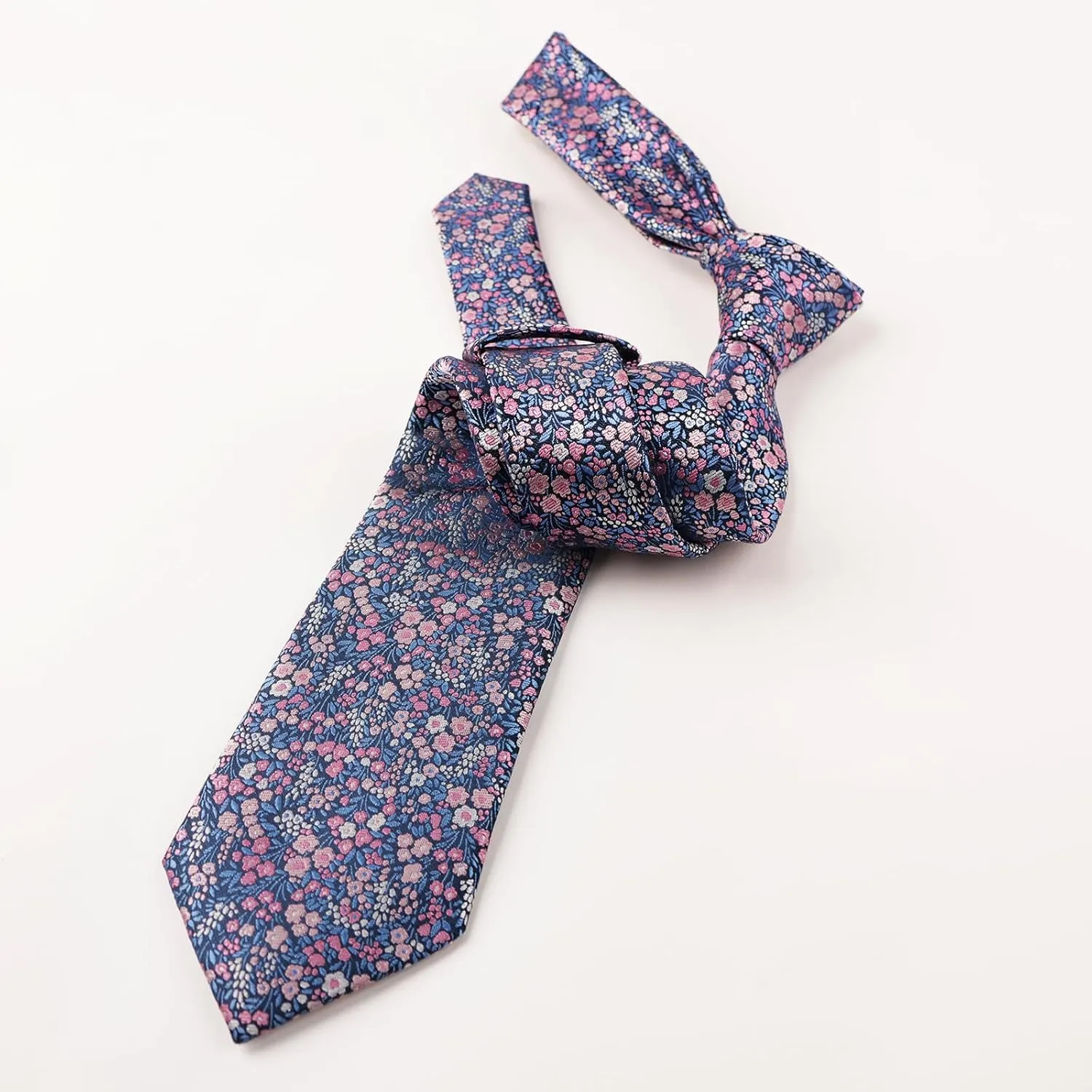 Alizeal Mens 3.15inches Floral Tie with Flower Printed Handkerchief Colorful Tie Set