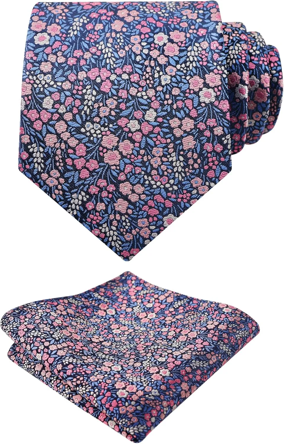 Alizeal Mens 3.15inches Floral Tie with Flower Printed Handkerchief Colorful Tie Set