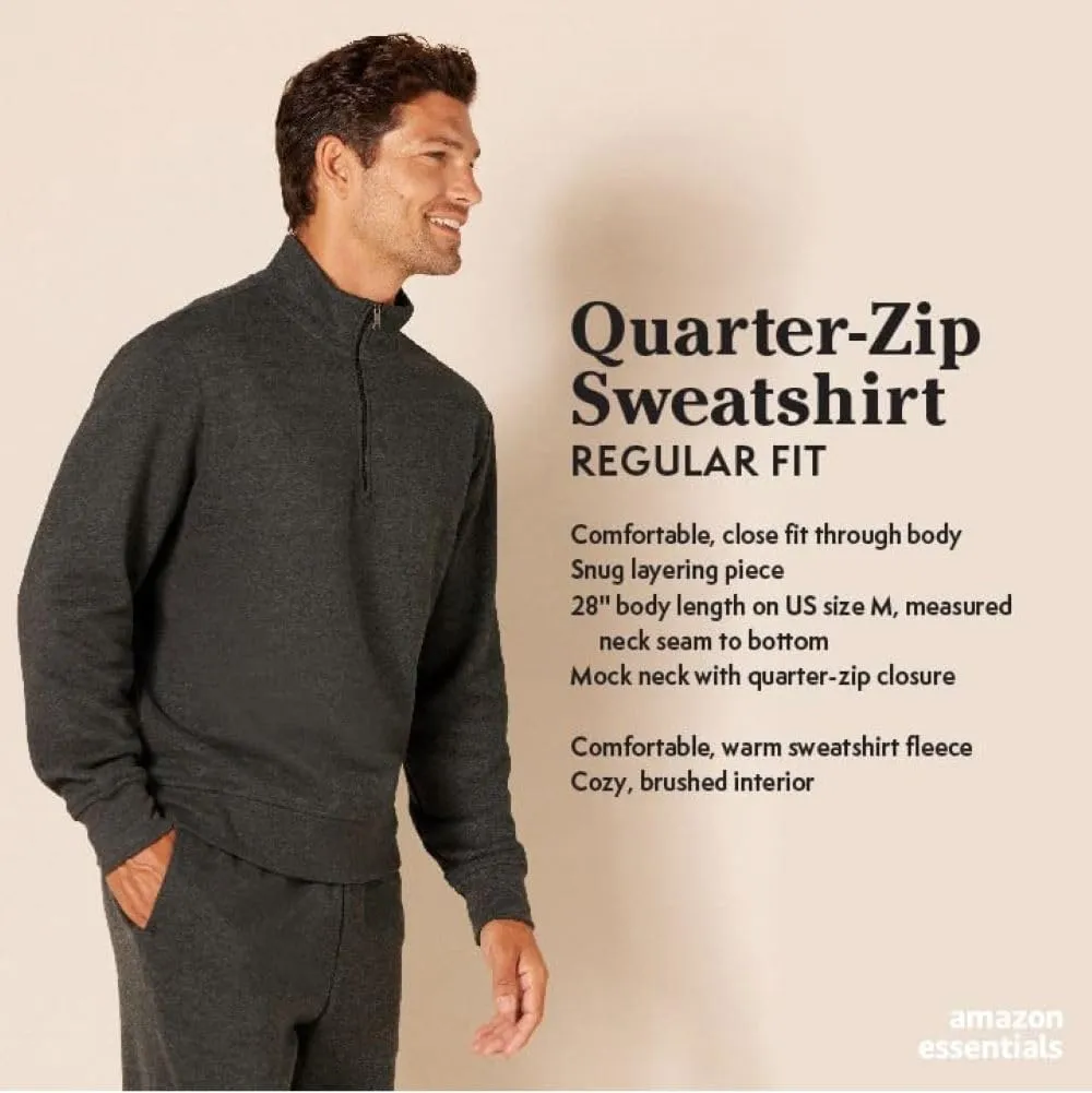 Amazon Essentials Men's Long-Sleeve Quarter-Zip Pullover Fleece Sweatshirt