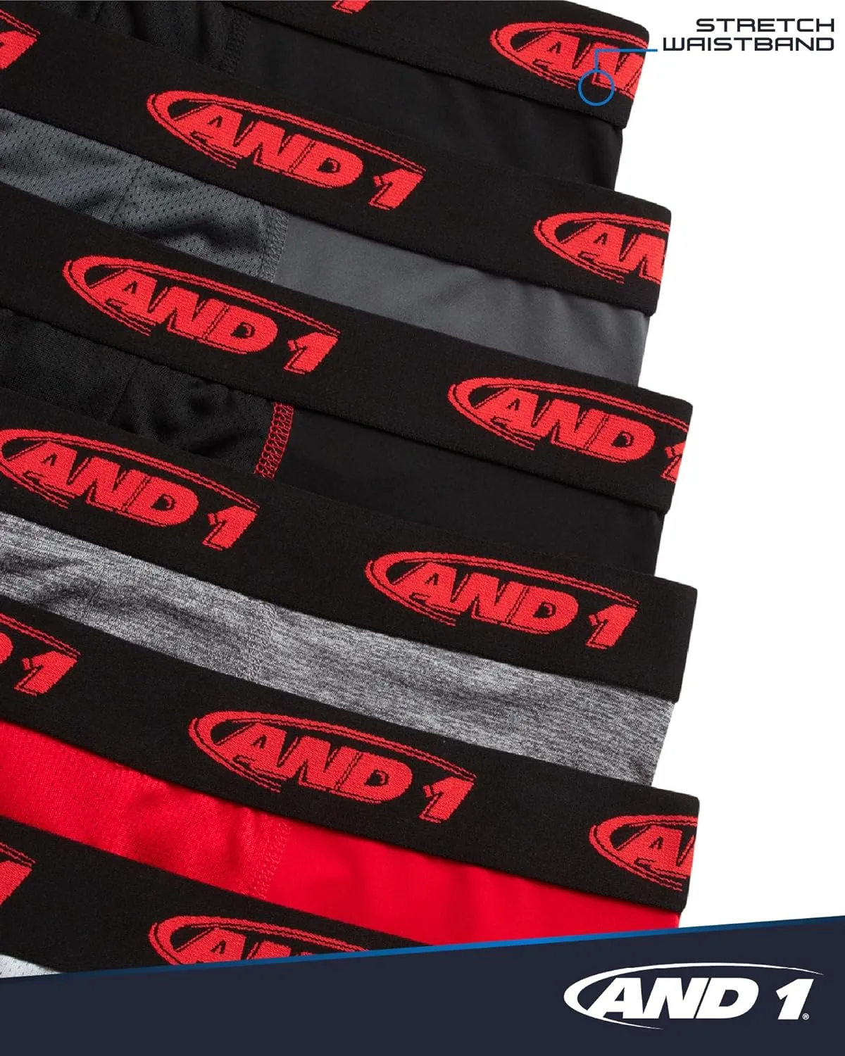 AND1 Mens Boxer Briefs - 6 Pack Stretch Performance Mens Underwear Boxers with Functional Fly Pouch (Sizes: S-3XL)