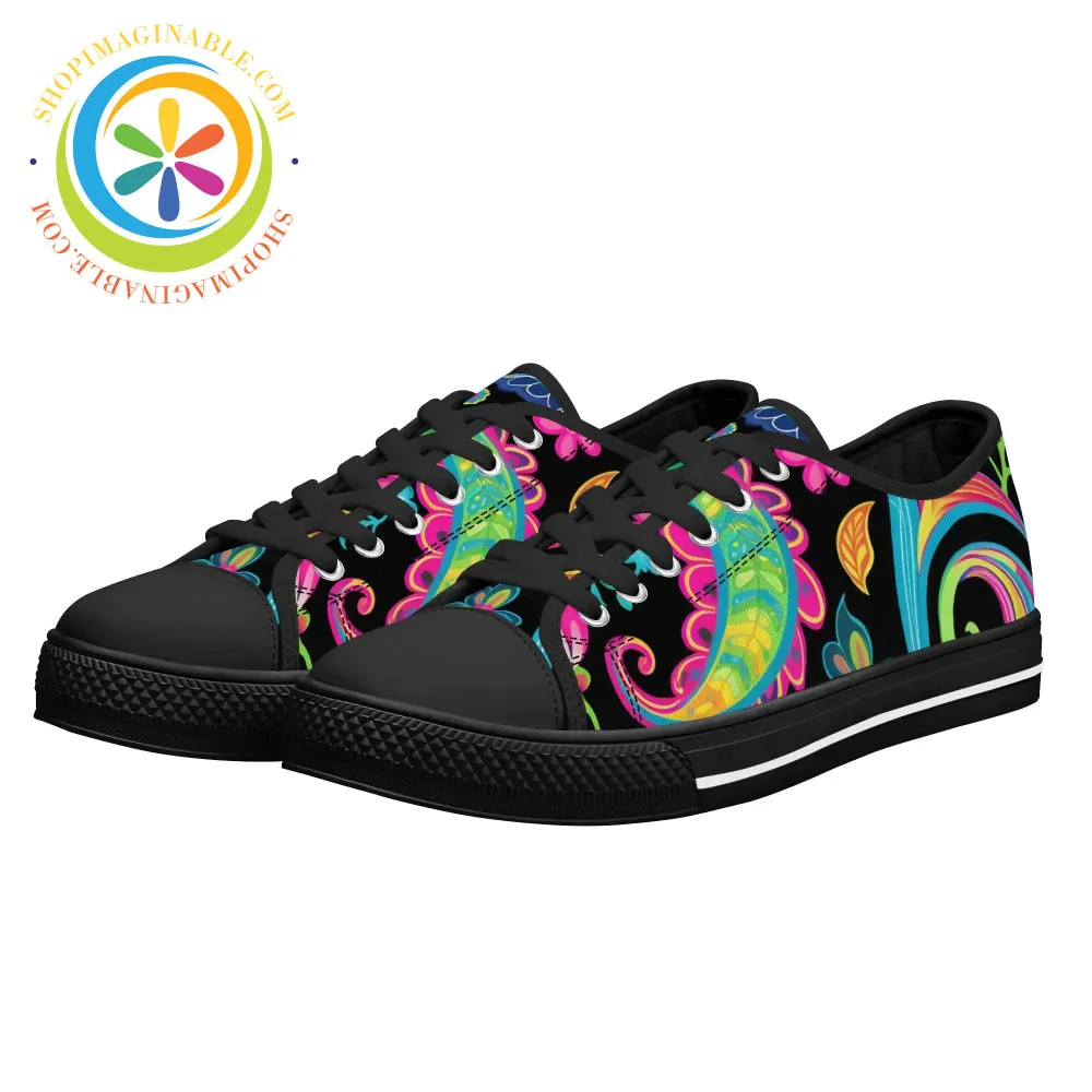 Bold Paisley Ladies Low Top Canvas Shoes