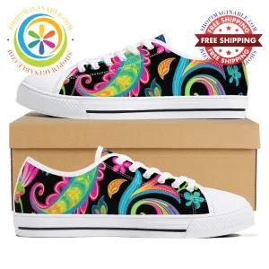 Bold Paisley Ladies Low Top Canvas Shoes