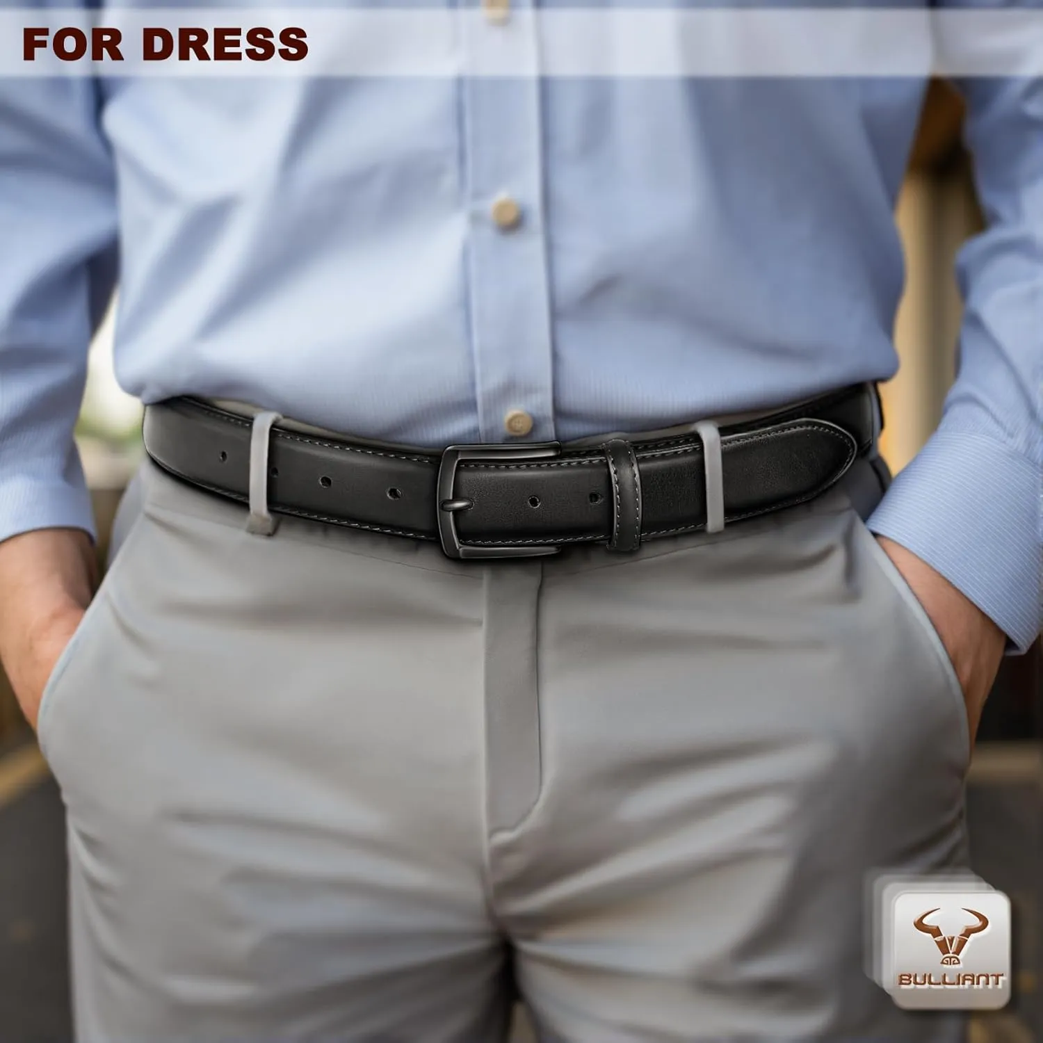 BULLIANT Men Belt 2Pack-Leather Belt 7Holes Comfortable For Men's Dress Casual Jeans 1 3/8"