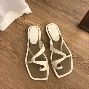 Clip Toe Flat Casual Non-slip Eco Leather Women's Summer Sandals