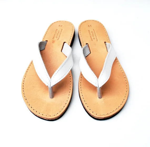 Comfortable white flip flops