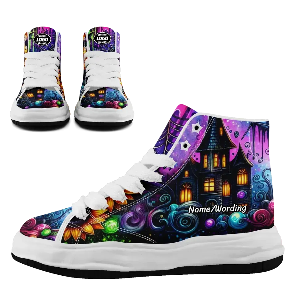 Corporate Gifts,Personalized Bat Sneakers, Custom Pumpkin Shoes, Durable Canvas Higi Top Gym Shoes, Walking Shoes