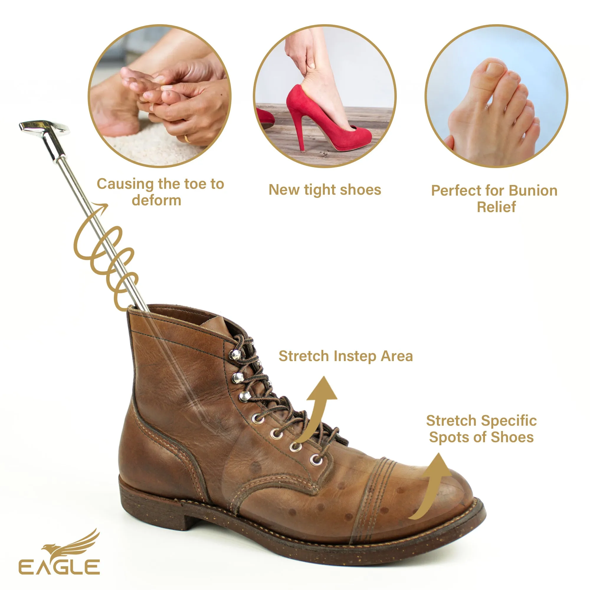 Eagle Premium Professional Boot Width Stretcher, Adjustable Boot Stretcher for Wide Feet Men & Women