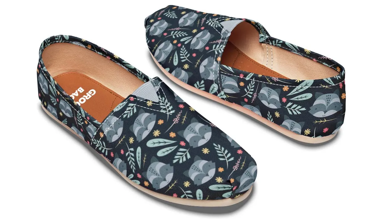 Floral Raccoon Pattern Casual Shoes