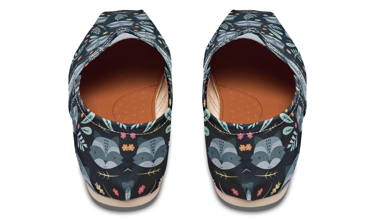 Floral Raccoon Pattern Casual Shoes