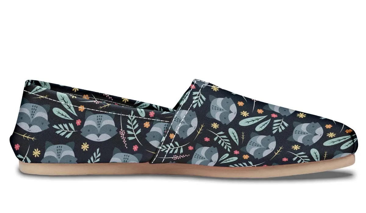 Floral Raccoon Pattern Casual Shoes