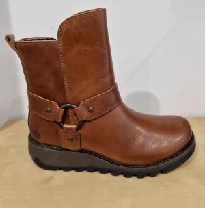 Fly London Soch BROWN Leather Biker style ankle boot