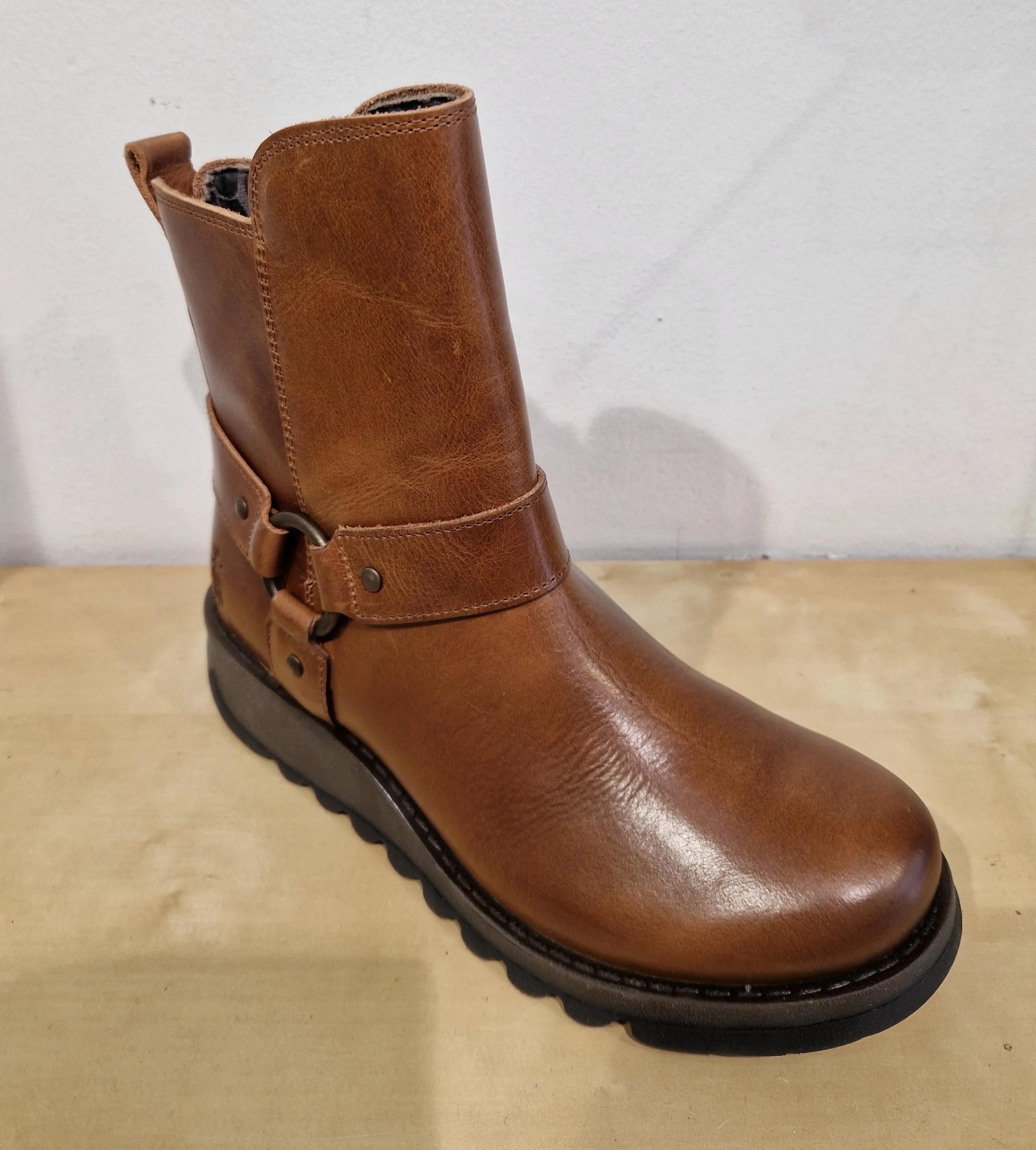 Fly London Soch BROWN Leather Biker style ankle boot