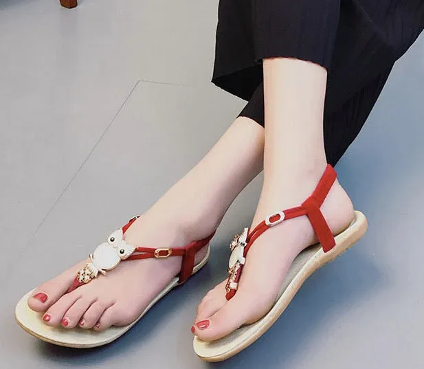 Gemstone Beads Comfortable TPR Thong Sandals