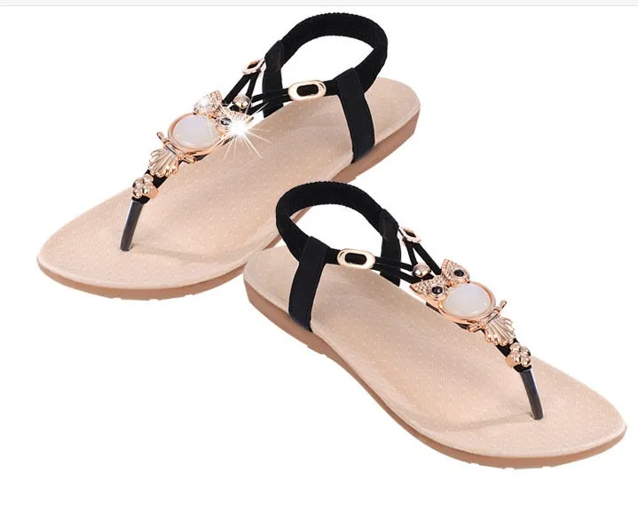 Gemstone Beads Comfortable TPR Thong Sandals