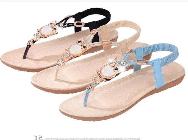 Gemstone Beads Comfortable TPR Thong Sandals