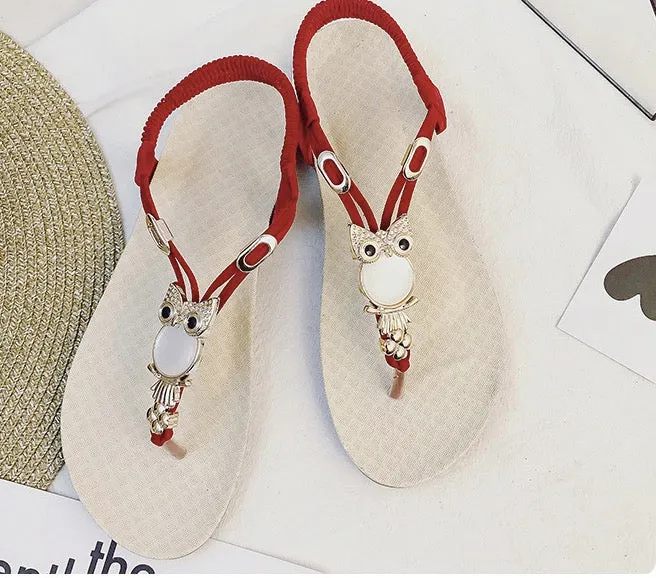 Gemstone Beads Comfortable TPR Thong Sandals