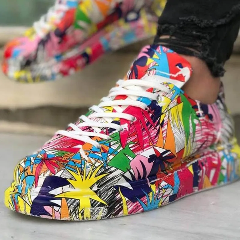 Graffiti Pattern Skateboard Orthopedic Couples Lovers Sport Fashion Running