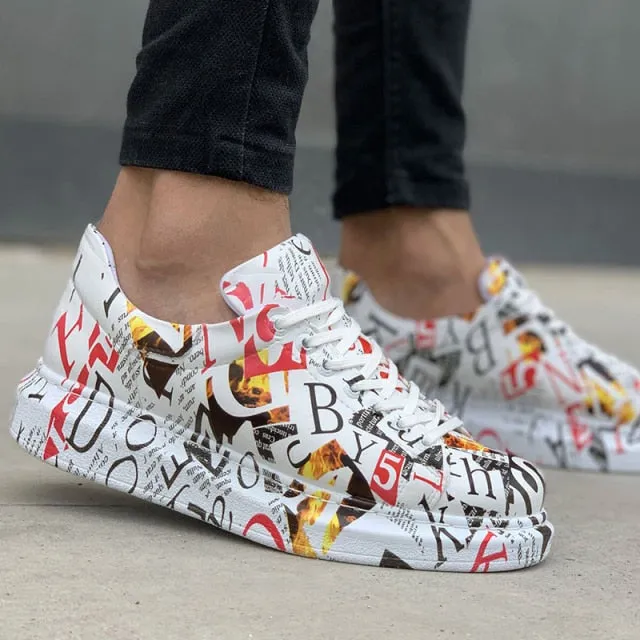 Graffiti Pattern Skateboard Orthopedic Couples Lovers Sport Fashion Running
