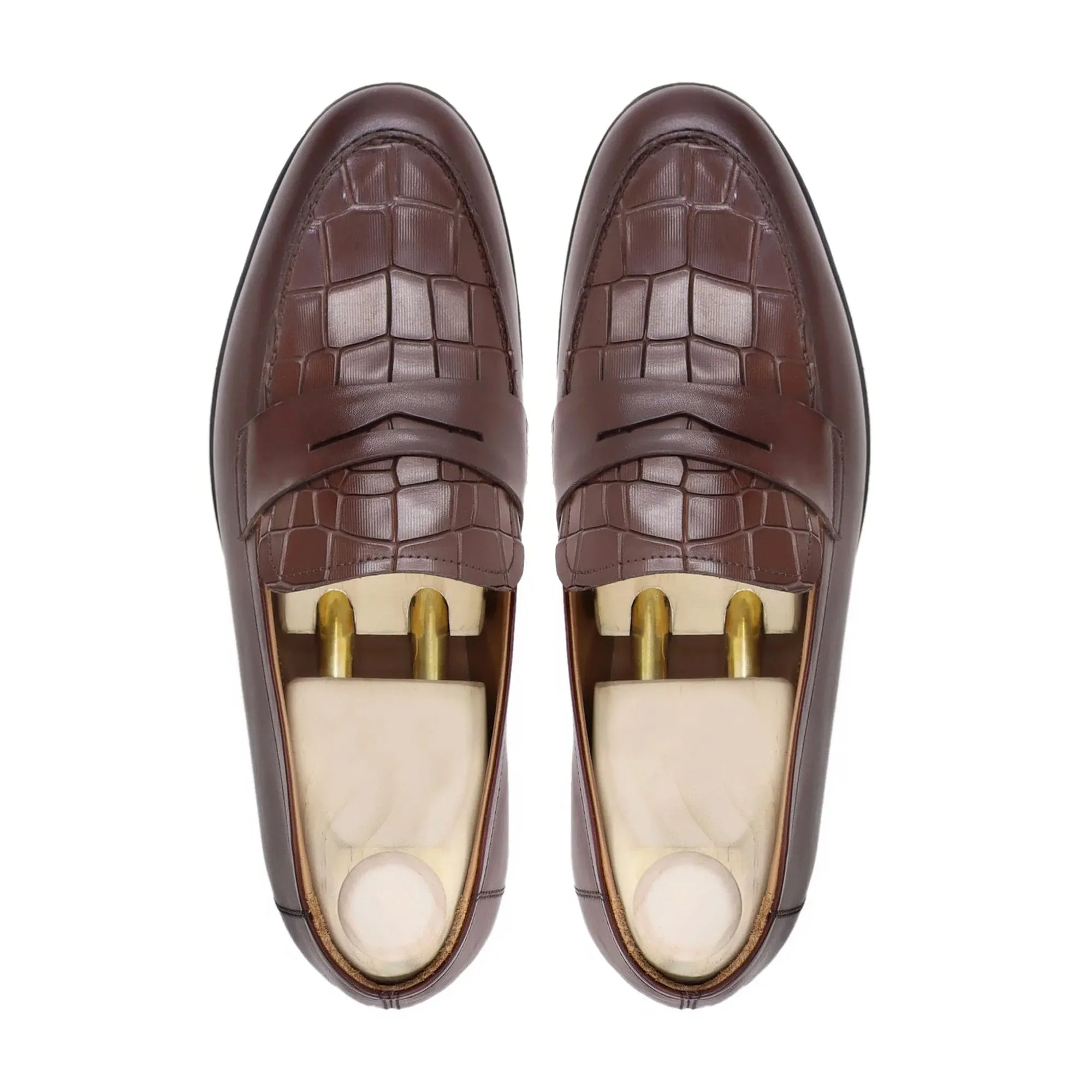 Handmade Custom Congo Brown Calf Leather Mens Loafers