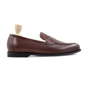 Handmade Custom Congo Brown Calf Leather Mens Loafers
