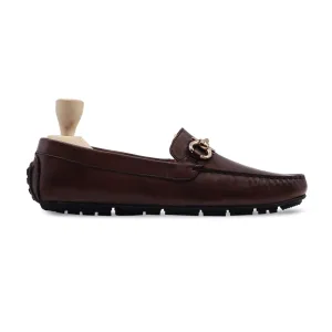 Handmade Custom Reddish Brown Calf Leather Driver Mens Loafers
