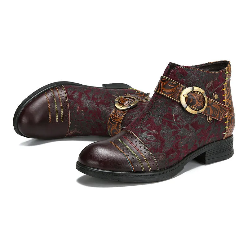 Handmade Sexy Buckle Ankle Boots