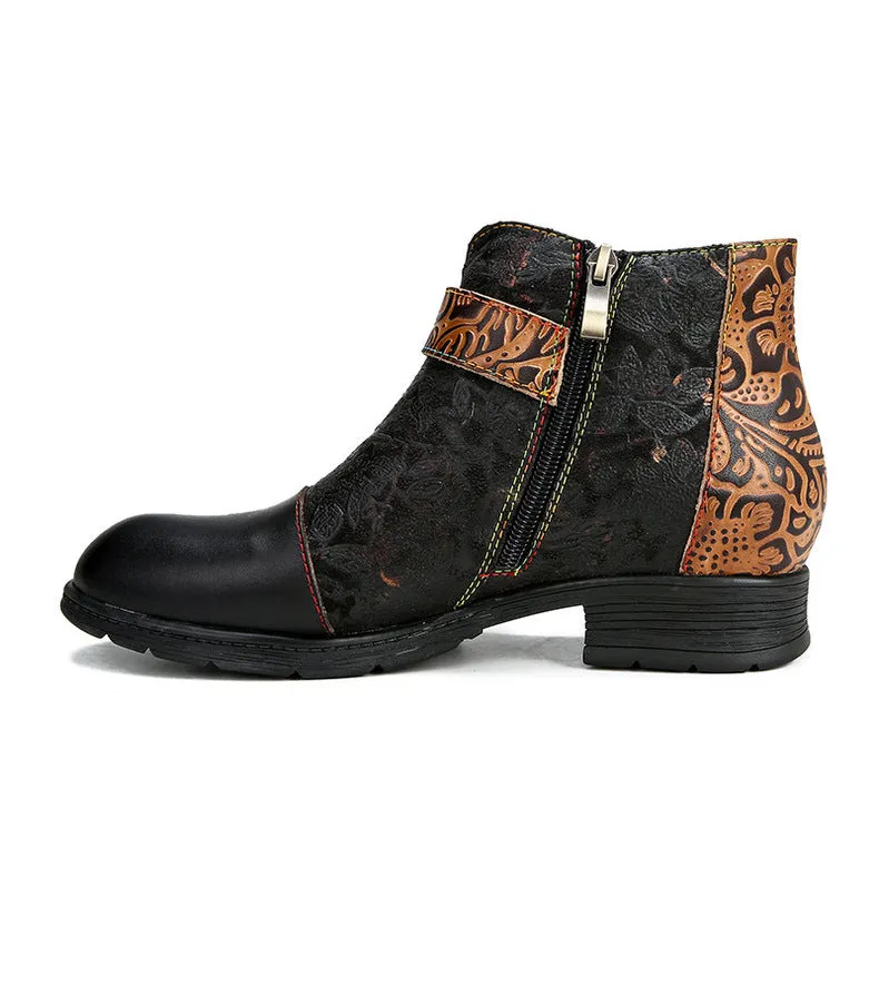 Handmade Sexy Buckle Ankle Boots