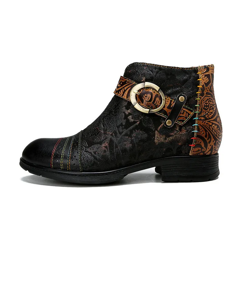 Handmade Sexy Buckle Ankle Boots