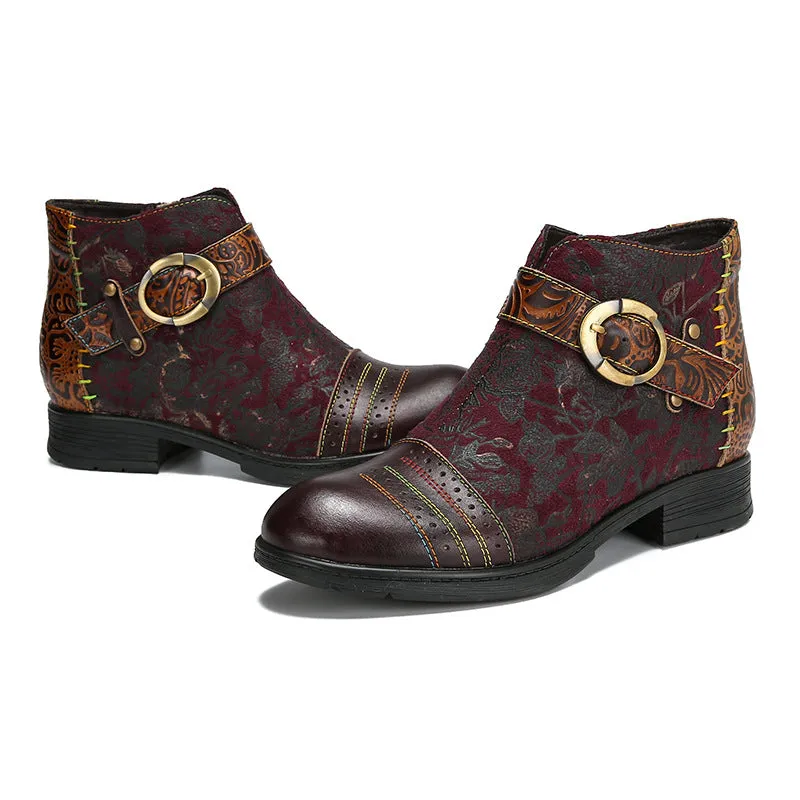 Handmade Sexy Buckle Ankle Boots