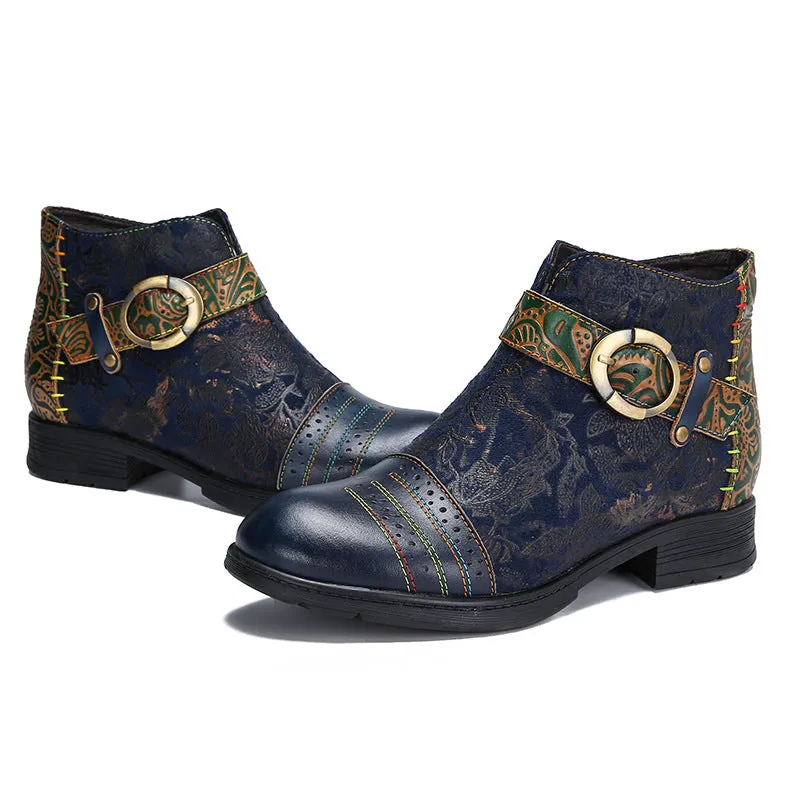 Handmade Sexy Buckle Ankle Boots