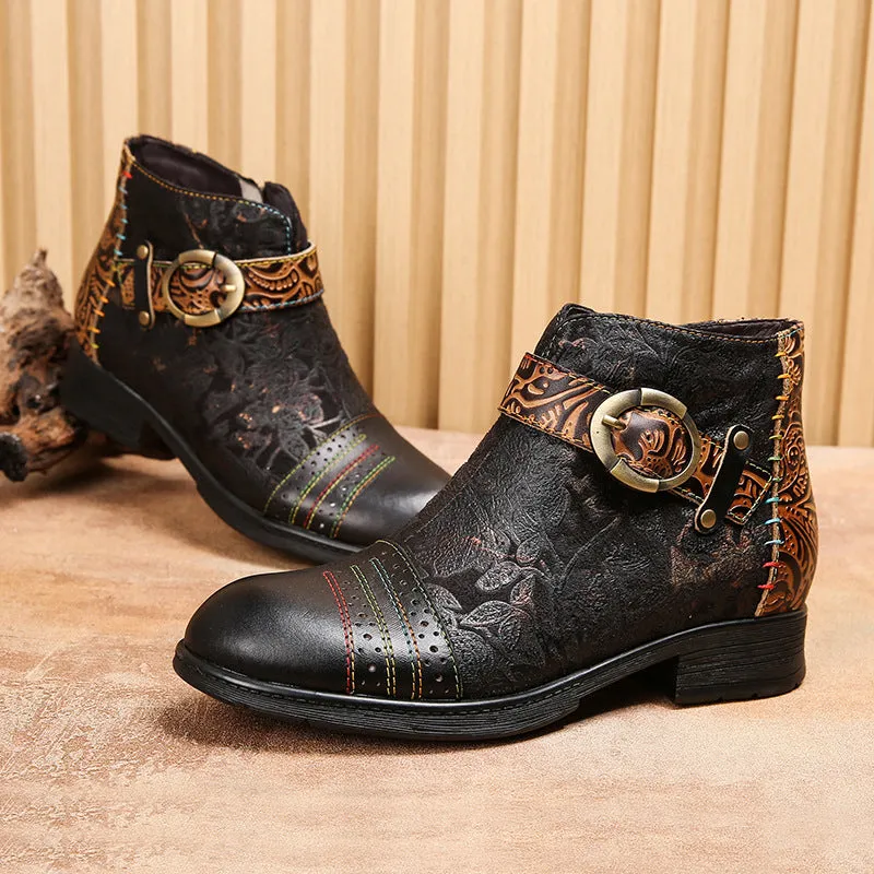 Handmade Sexy Buckle Ankle Boots