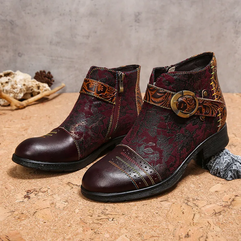 Handmade Sexy Buckle Ankle Boots