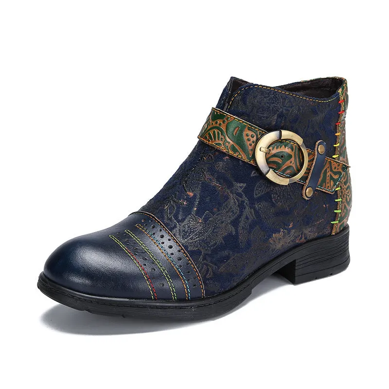 Handmade Sexy Buckle Ankle Boots