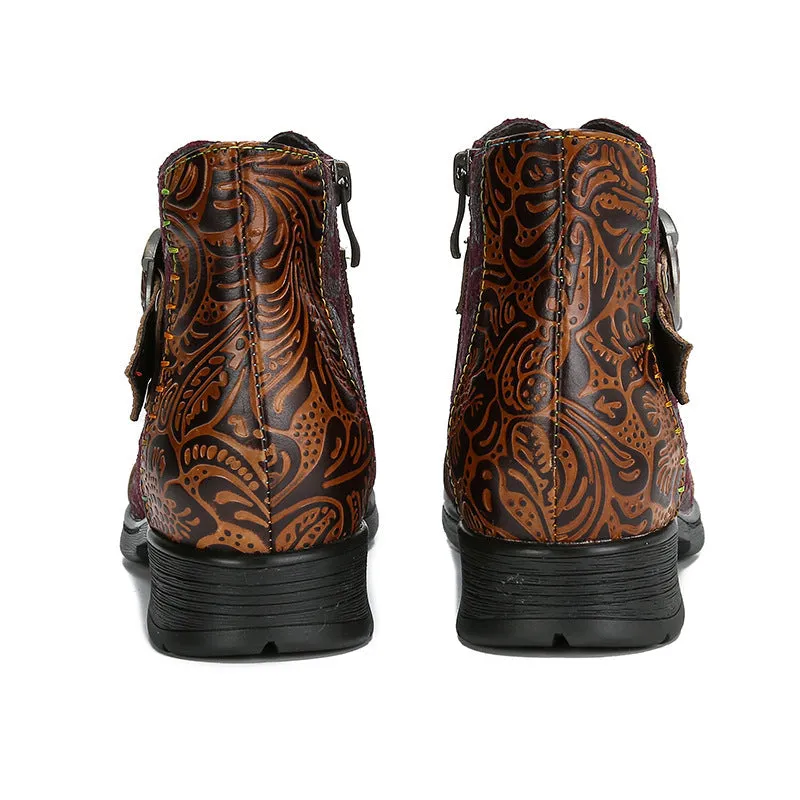 Handmade Sexy Buckle Ankle Boots