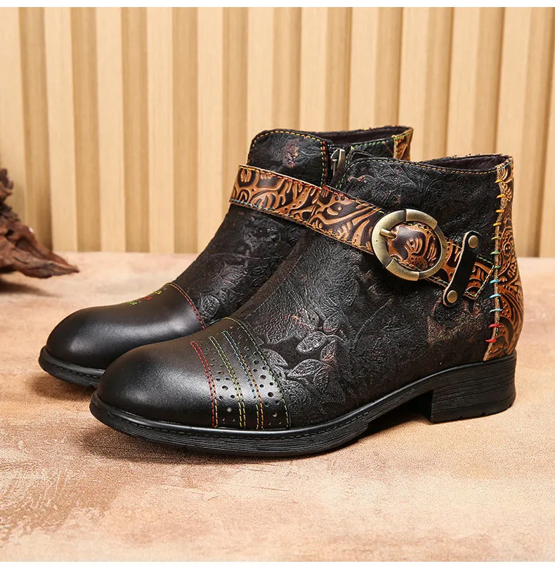 Handmade Sexy Buckle Ankle Boots