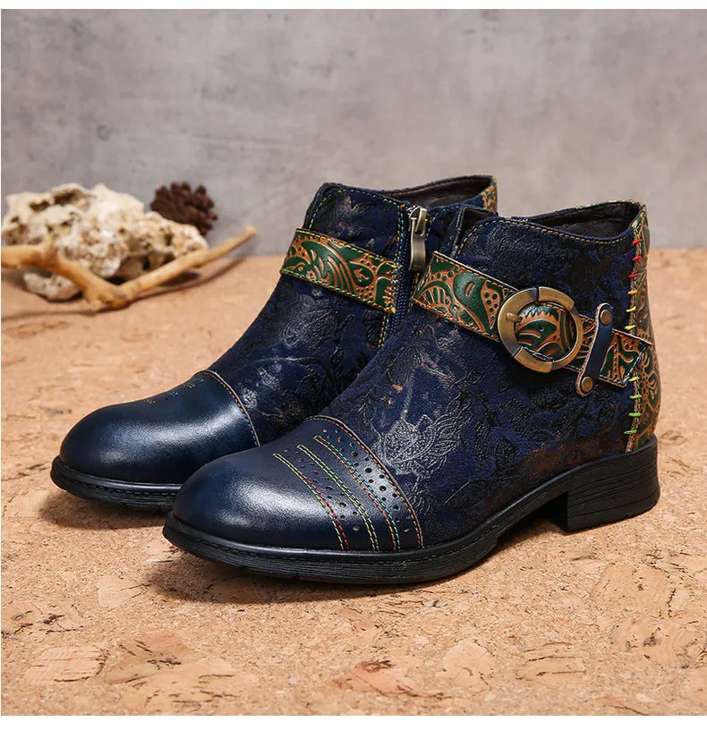 Handmade Sexy Buckle Ankle Boots