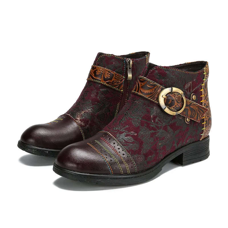 Handmade Sexy Buckle Ankle Boots
