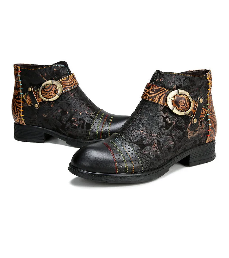 Handmade Sexy Buckle Ankle Boots