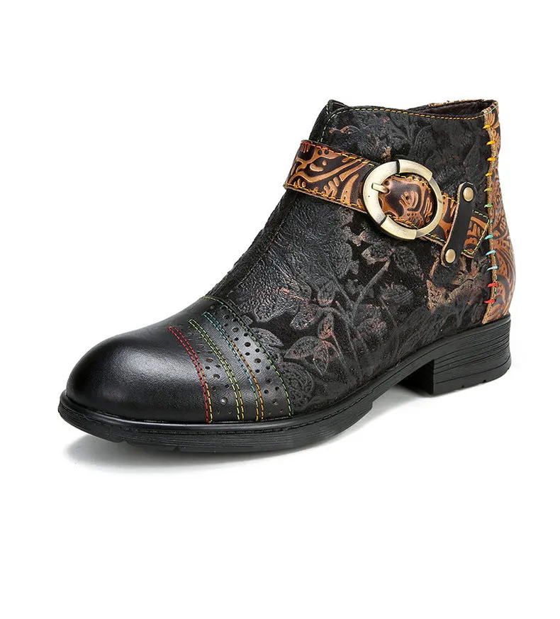 Handmade Sexy Buckle Ankle Boots