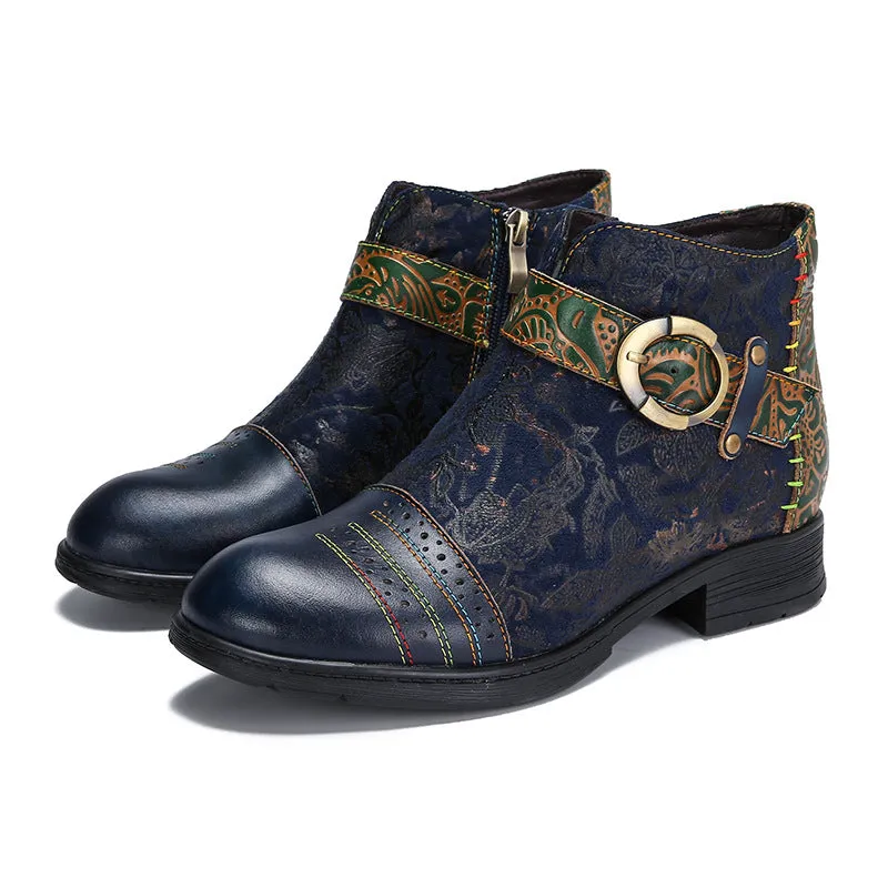 Handmade Sexy Buckle Ankle Boots