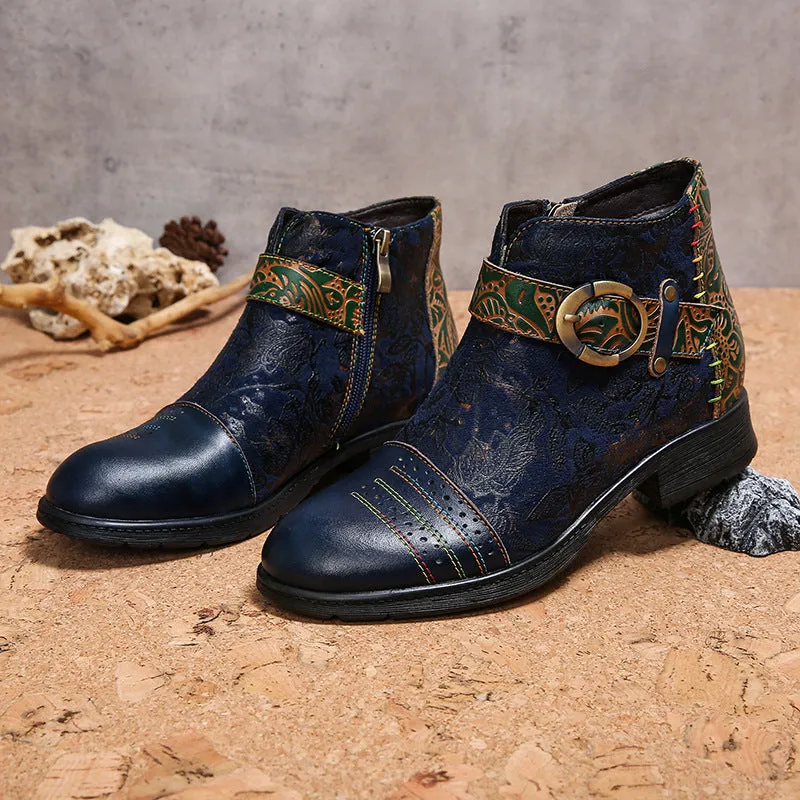 Handmade Sexy Buckle Ankle Boots