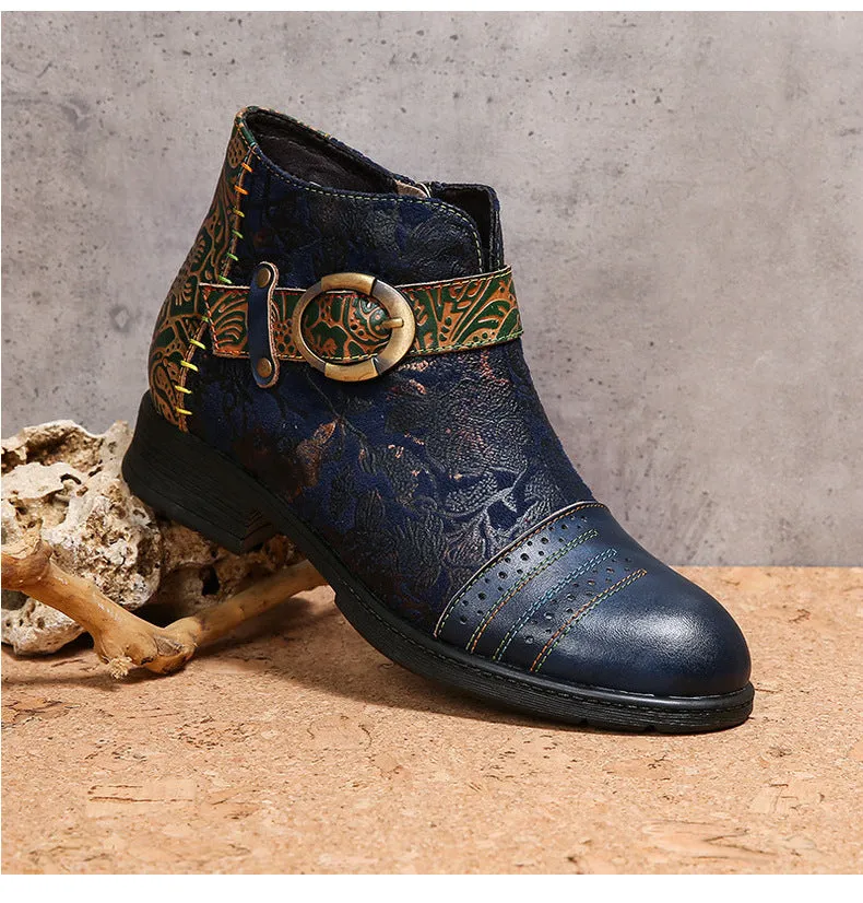 Handmade Sexy Buckle Ankle Boots